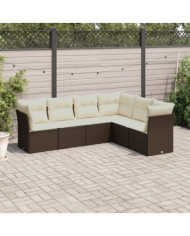 Salon de jardin avec coussins 6 pcs marron résine tressée | Mobilier & Déco