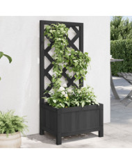 Jardinière avec treillis noir bois massif de sapin | Mobilier & Déco
