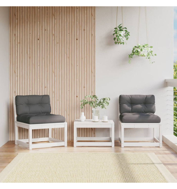 Canapés de jardin avec coussins 2pcs blanc bois de pin massif | Mobilier & Déco