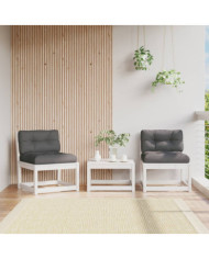 Canapés de jardin avec coussins 2pcs blanc bois de pin massif | Mobilier & Déco