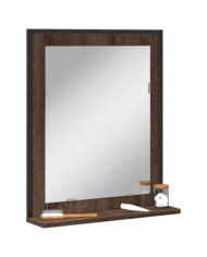 Miroir de salle de bain et étagère chêne marron bois ingénierie | Mobilier & Déco