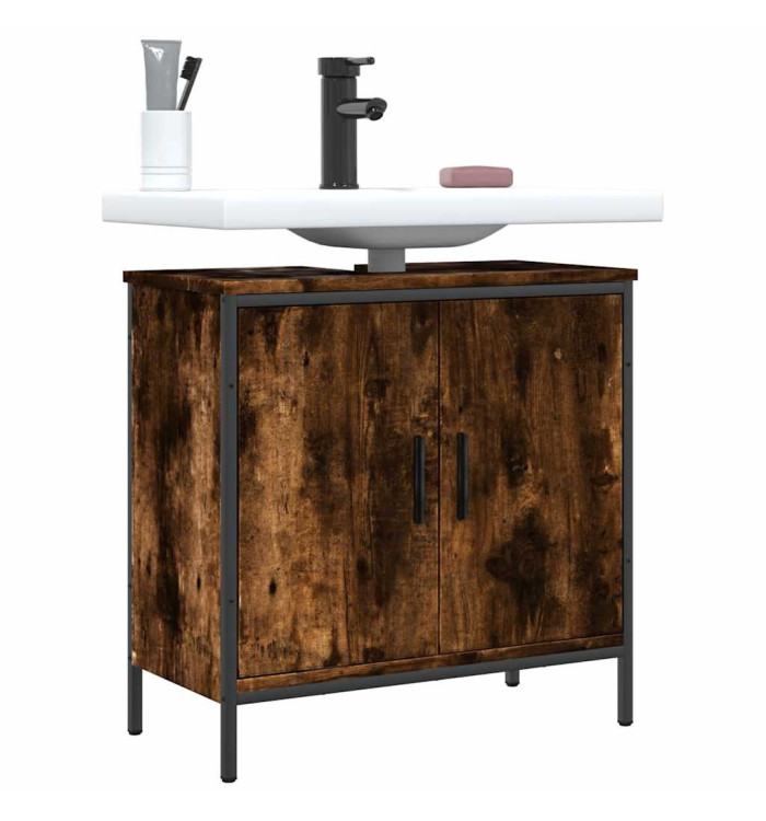 Armoire lavabo de salle de bain chêne fumé 60x30x60 cm | Mobilier & Déco