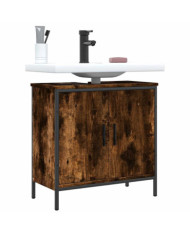Armoire lavabo de salle de bain chêne fumé 60x30x60 cm | Mobilier & Déco