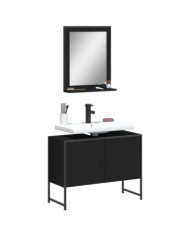 Ensemble d'armoires de salle de bain 2 pcs noir bois ingénierie | Mobilier & Déco