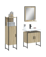 Ensemble d'armoires de salle de bain 3 pcs chêne sonoma | Mobilier & Déco