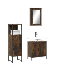 Ensemble de meubles de salle de bain 3 pcs Chêne fumé | Mobilier & Déco