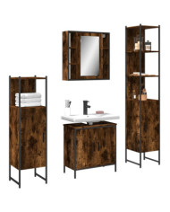 Ensemble d'armoires de salle de bain 4 pcs chêne fumé | Mobilier & Déco