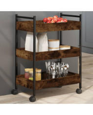 Chariot de cuisine chêne fumé 50x30x70 cm bois d'ingénierie | Mobilier & Déco