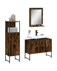 Ensemble d'armoires de salle de bain 3 pcs chêne fumé | Mobilier & Déco