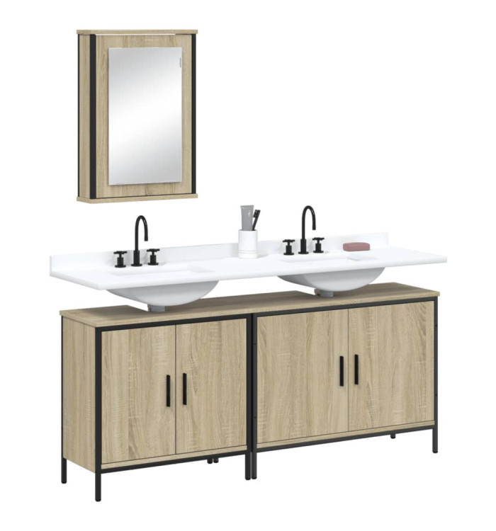 Ensemble de meubles de salle de bain 3 pcs chêne sonoma | Mobilier & Déco