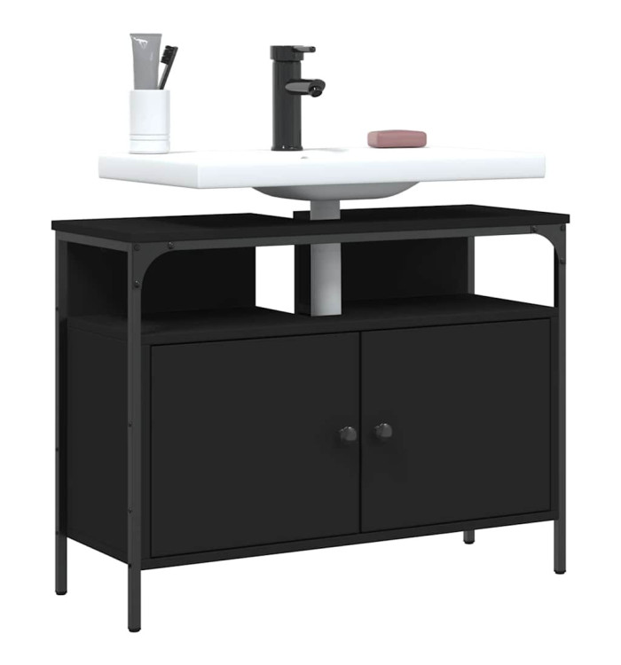 Armoire lavabo de salle de bain noir 80x30x60 cm | Mobilier & Déco