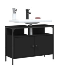 Armoire lavabo de salle de bain noir 80x30x60 cm | Mobilier & Déco
