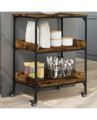 Chariot de cuisine chêne fumé 60x41x80,5 cm bois d'ingénierie | Mobilier & Déco