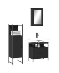 Ensemble de meubles salle de bain 3 pcs noir bois d'ingénierie | Mobilier & Déco