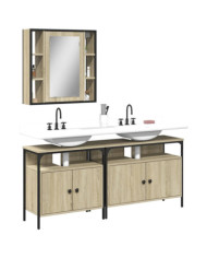 Ensemble d'armoires de salle de bain 3 pcs chêne sonoma | Mobilier & Déco