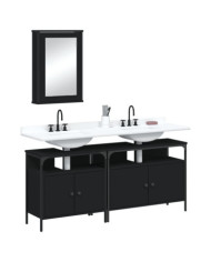 Ensemble de meubles salle de bain 3 pcs noir bois d'ingénierie | Mobilier & Déco