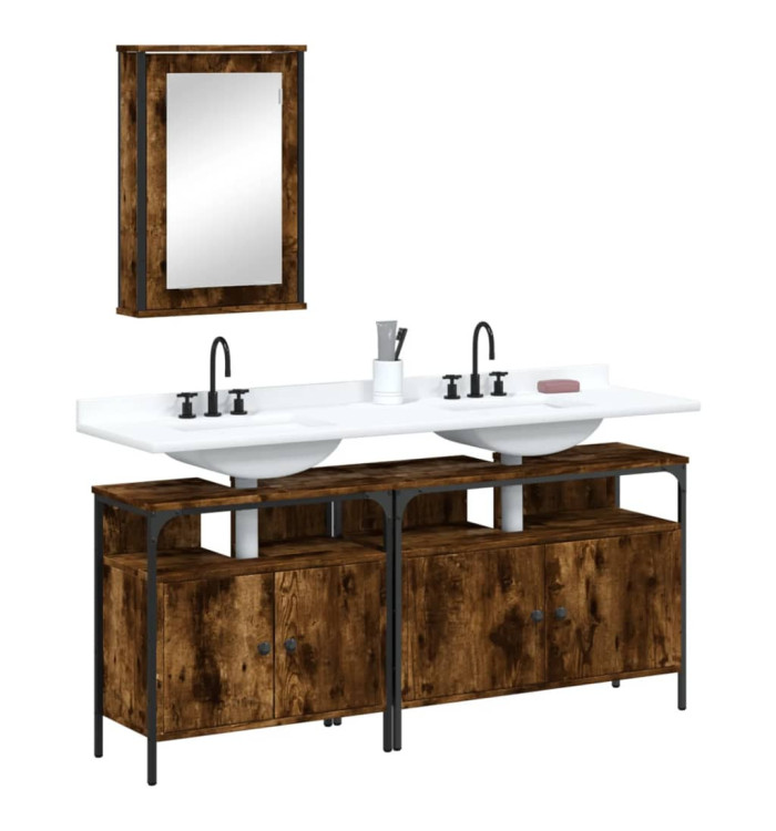 Ensemble de meubles de salle de bain 3 pcs Chêne fumé | Mobilier & Déco