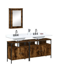 Ensemble de meubles de salle de bain 3 pcs Chêne fumé | Mobilier & Déco