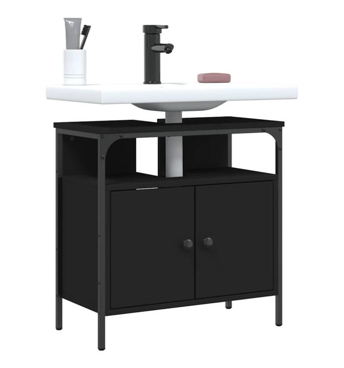 Armoire lavabo de salle de bain noir 60x30x60 cm | Mobilier & Déco