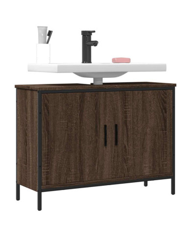 Armoire lavabo de salle de bain chêne marron 80x30x60 cm | Mobilier & Déco
