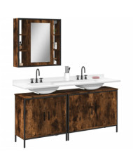Ensemble d'armoires de salle de bain 3 pcs chêne fumé | Mobilier & Déco