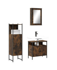 Ensemble de meubles de salle de bain 3 pcs Chêne fumé | Mobilier & Déco