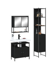 Ensemble de meubles salle de bain 3 pcs noir bois d'ingénierie | Mobilier & Déco