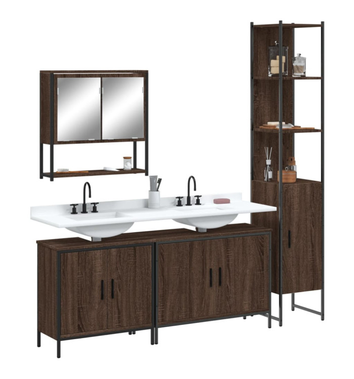 Ensemble de meubles de salle de bain 4 pcs Chêne marron | Mobilier & Déco
