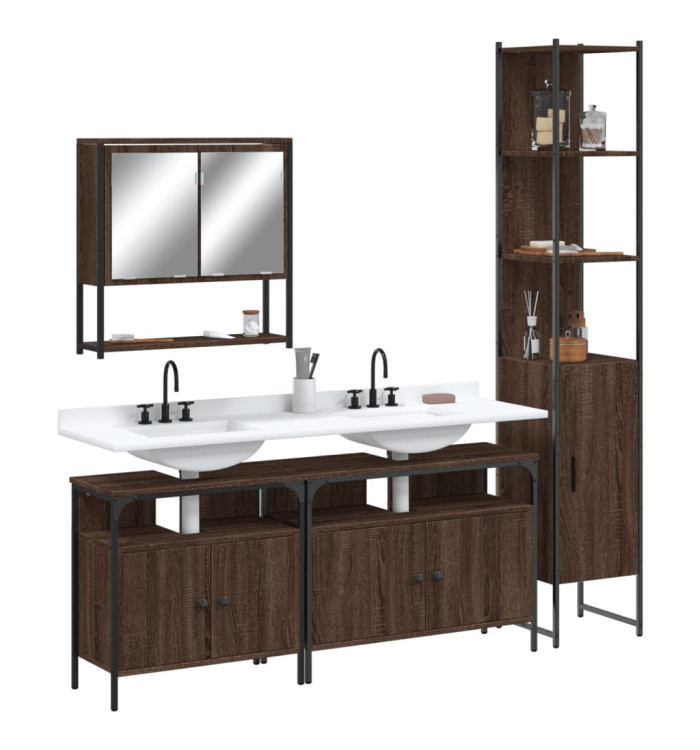 Ensemble de meubles de salle de bain 4 pcs Chêne marron | Mobilier & Déco