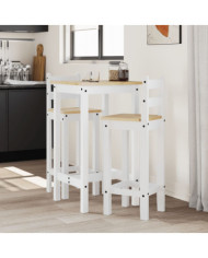 Ensemble de bar 3 pcs Blanc Bois de pin massif | Mobilier & Déco