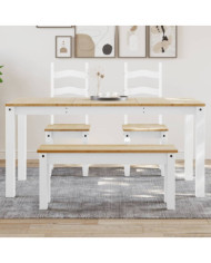 Table à manger Panama blanc 160x80x75 cm bois massif de pin | Mobilier & Déco