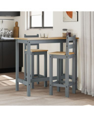Chaises de bar lot de 2 gris bois de pin solide | Mobilier & Déco