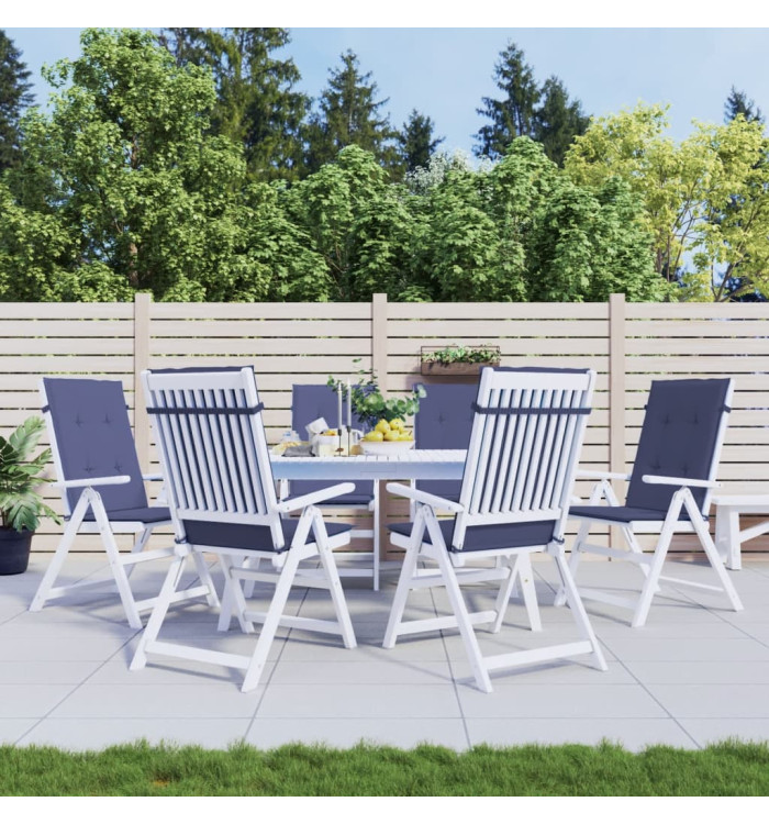 Coussins de chaise à dossier haut lot de 6 bleu marine tissu | Mobilier & Déco