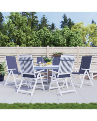 Coussins de chaise à dossier haut lot de 6 bleu marine tissu | Mobilier & Déco