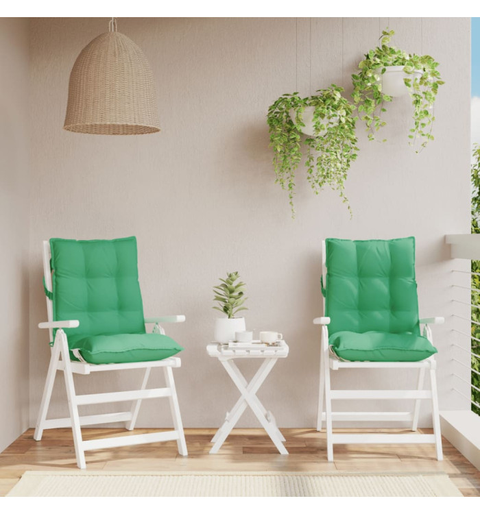 Coussins de chaise à dossier bas lot de 2 vert tissu oxford | Mobilier & Déco
