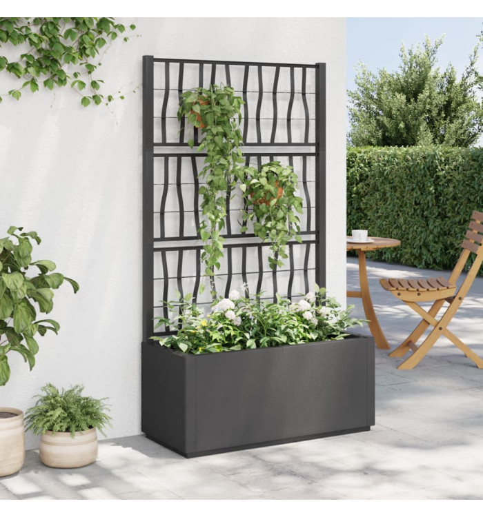 Jardinière avec treillis gris foncé 80x36x140 cm PP | Mobilier & Déco