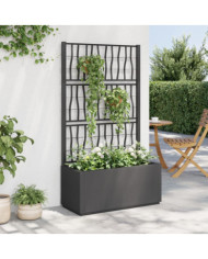Jardinière avec treillis gris foncé 80x36x140 cm PP | Mobilier & Déco