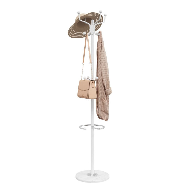 Porte-manteau avec porte-parapluie blanc fer enduit de poudre | Mobilier & Déco