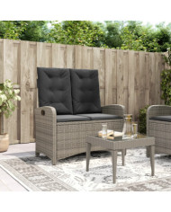Banc inclinable de jardin avec coussins gris résine tressée | Mobilier & Déco