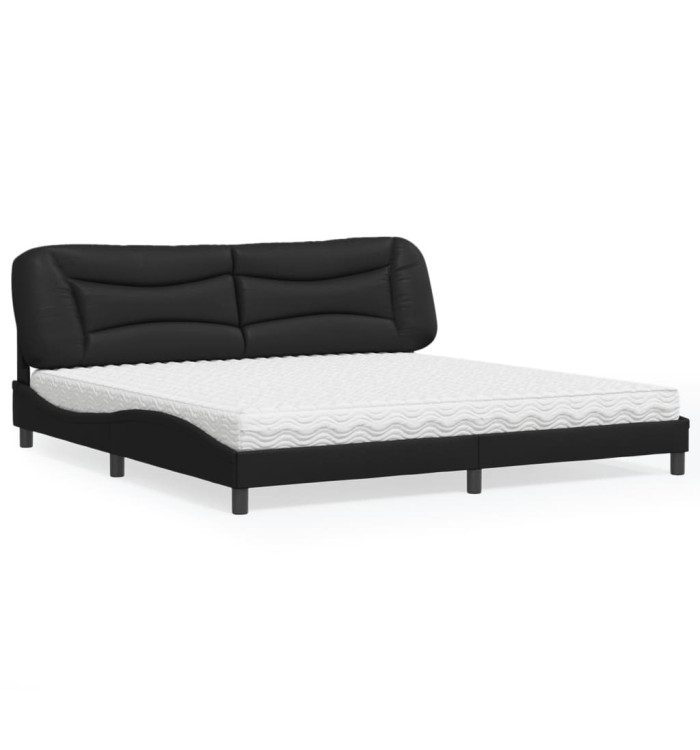 Lit avec matelas noir 200x200 cm similicuir | Mobilier & Déco