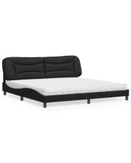 Lit avec matelas noir 200x200 cm similicuir | Mobilier & Déco