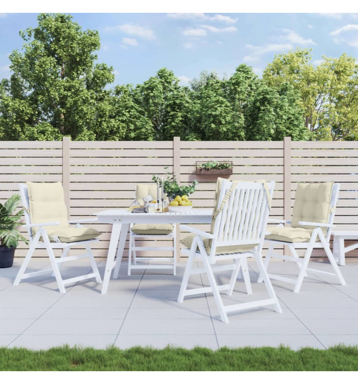 Coussins de chaise à dossier bas lot de 4 crème tissu oxford | Mobilier & Déco