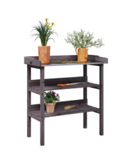 Table à plantes avec étagères gris 78x38x82,5 cm bois de sapin | Mobilier & Déco