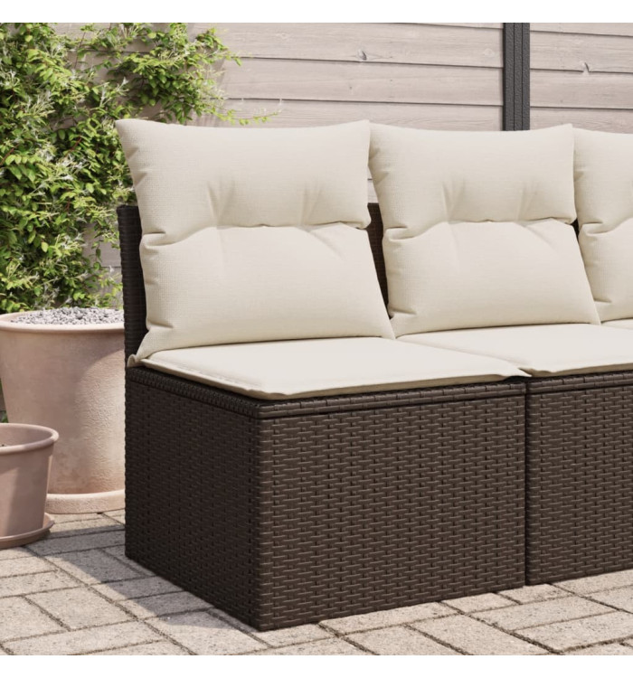 Canapé de jardin sans accoudoirs coussins brun résine tressée | Mobilier & Déco