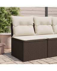 Canapé de jardin sans accoudoirs coussins brun résine tressée | Mobilier & Déco