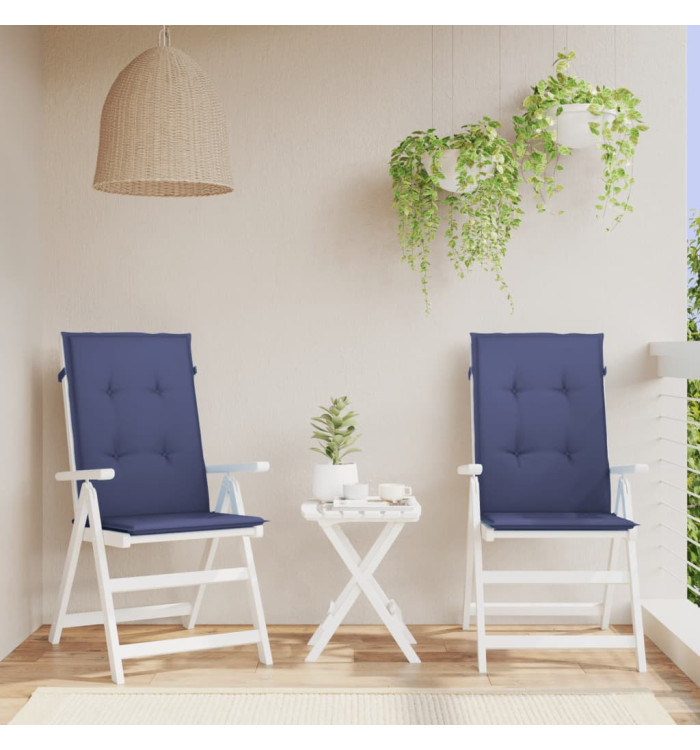 Coussins de chaise à dossier haut lot de 2 bleu marine tissu | Mobilier & Déco