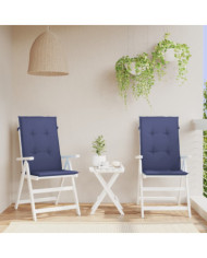 Coussins de chaise à dossier haut lot de 2 bleu marine tissu | Mobilier & Déco