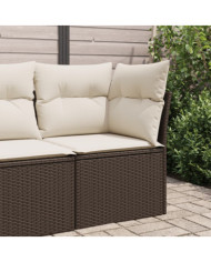 Canapé d'angle de jardin avec coussins marron résine tressée | Mobilier & Déco
