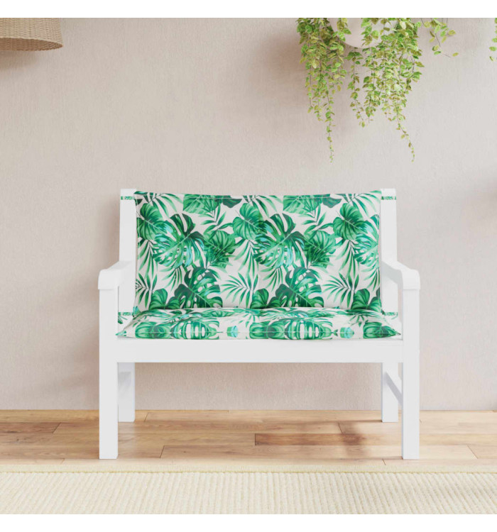 Coussins de banc de jardin lot de 2 motif de feuilles | Mobilier & Déco