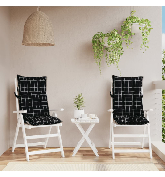 Coussins de chaise à dossier haut lot de 2 motif carreaux noir | Mobilier & Déco